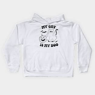 My Cat Is My Boo, Ghost Cat, Halloween Kids Hoodie